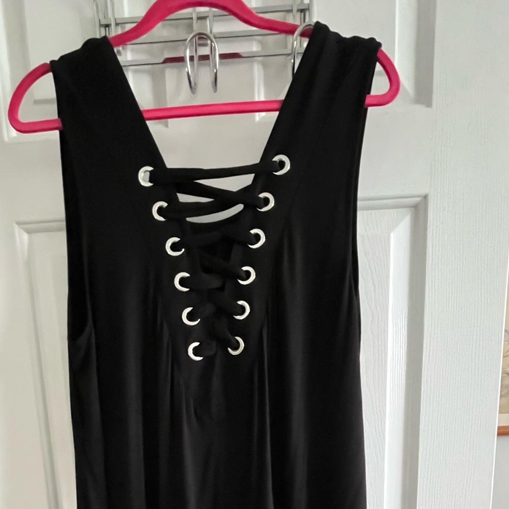 Cable & Gauge Black Sheath Midi Dress Sleeveless Crew Neck